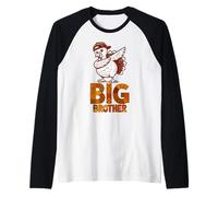 Divertente Motivo Tacchino Big Brother Ringraziamento Maglia con Maniche Raglan