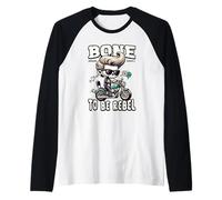 Divertente Motocicletta scheletrata, Bone to Be Ribelle Rocker Maglia con Maniche Raglan