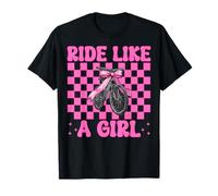 Divertente MTB Mountain Bike Ragazza Mamma Ride Like A Girl Maglietta