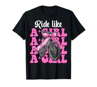 Divertente MTB Mountain Bike Ragazza Mamma Ride Like A Girl Maglietta