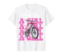 Divertente MTB Mountain Bike Ragazza Mamma Ride Like A Girl Maglietta
