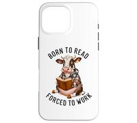 Divertente mucca che indossa cuffie libro di lettura - Born To Read Custodia per iPhone 16 Pro Max