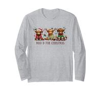 Divertente Mucca delle Highland Moo-d for Christmas Holiday Family Maglia a Manica
