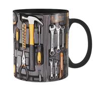 Divertente - Mug Cassetta Attrezzi | Ceramica Nera Grande, Design Originale Cofanetto Meccanico, Contenitore Ironico Per Caffè, Tè, Birra, Vino, Whisky, Succo, Minestra - Regalo Per Papà, Marito