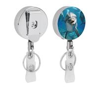 Divertente mulinello retrattile con delfino che guarda te, con robusta clip a coccodrillo, porta badge infermieristico, portachiavi per impiegati, insegnanti, donne, regali