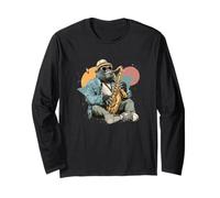 Divertente Musicista Gorilla con Sassofono Costume Maglia a Manica