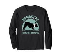 Divertente Namaste Home With My Dog, Yoga divertente e simpatico bulldog Maglia a Manica
