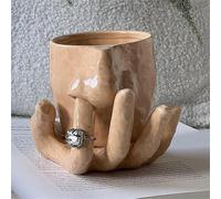 Divertente naso che raccoglie tazza di ceramica, personalità creativa tazze di stoccaggio divertimento e supporto a mano, griglia a pennello estetico, binnaschini anelli (1Pcs)