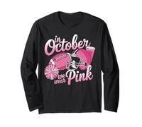 Divertente Nastro Rosa per Il Cancro al Seno Ottobre Affrontare Il Calcio Maglia a Manica