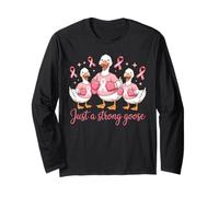 Divertente Nastro Rosa per Il Cancro al Seno Solo Un Forte combattente D'Oca Maglia a Manica
