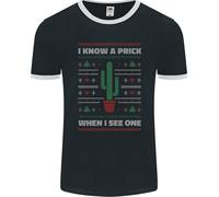 Divertente Natale Cactus Prick Uomo Ringer Fotl