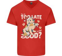 Divertente Natale Cane Too Late To Be Buono Uomo Scollo A V Cotone T-Shirt