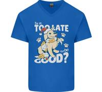 Divertente Natale Cane Too Late To Be Buono Uomo Scollo A V Cotone T-Shirt