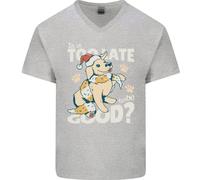 Divertente Natale Cane Too Late To Be Buono Uomo Scollo A V Cotone T-Shirt