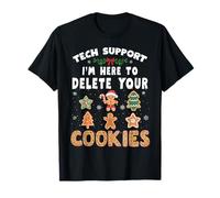 Divertente Natale Computer Tech Supporto Qui per Cancellare I Cookie Maglietta