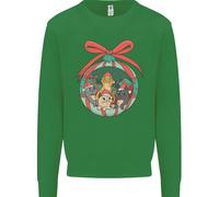 Divertente Natale Gatti Pallina Bambini Felpa Maglione