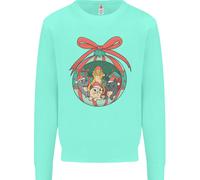 Divertente Natale Gatti Pallina Bambini Felpa Maglione