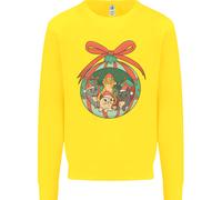 Divertente Natale Gatti Pallina Bambini Felpa Maglione