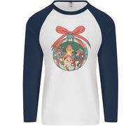 Divertente Natale Gatti Pallina Uomo L/S Baseball T-Shirt