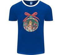 Divertente Natale Gatti Pallina Uomo Ringer Fotl