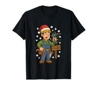 Divertente Natale Handyman Cartoon Maglietta