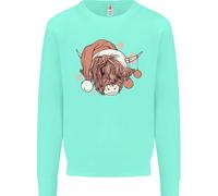 Divertente Natale Highland Mucca Babbo Natale Cappello Bambini Felpa Maglione
