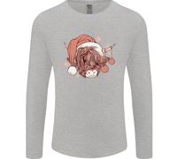 Divertente Natale Highland Mucca Babbo Natale Cappello Uomo Maniche
