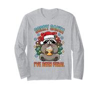 Divertente Natale Raccoon Sorry Santa I've Been Feral Holiday Maglia a Manica