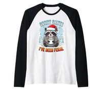 Divertente Natale Raccoon Sorry Santa I've Been Feral Holiday Maglia con Maniche Raglan