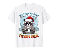 Divertente Natale Raccoon Sorry Santa I've Been Feral Holiday Maglietta