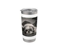 Divertente Natale Shih Tzu Bicchiere termico in acciaio inox doppia parete