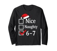 Divertente Naughty Nice Meme per Gli Amanti del Natale Maglia a Manica