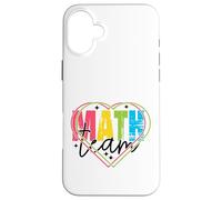 Divertente Nerd Matematica Team Cuori Insegnante Testo Nero Custodia per iPhone 16 Plus
