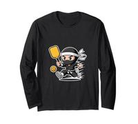 Divertente Ninja Pickleball Giocatore Chibi Action Warrior Maglia a Manica