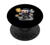 Divertente ninja Pickleball giocatore Chibi Action Warrior PopSockets PopGrip Adesivo