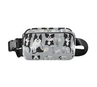 Divertente Norvegese Personalizzato Gatti Beige Carino Crossbody Bag Marsupio per le Donne Grande Capacità Crossbody, Cute Border Collie cani Grigio, 1 size