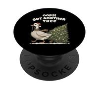 Divertente Oca di Natale, Oops! Got Another Tree Holiday PopSockets PopGrip Adesivo
