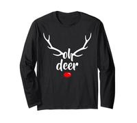 Divertente Oh Deer Rudolph Renna Corna di Natale Maglia a Manica