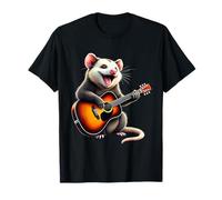 Divertente Opossum Che Suona la Chitarra Design per Gli Amanti della Musica Maglietta