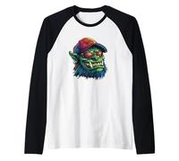 Divertente orco con occhiali da sole e cappello costume Maglia con Maniche Raglan