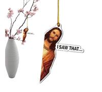 Divertente ornamento da appendere per auto con Gesù - Appendiabiti religioso in acrilico 2D per porta, ciondolo di ispirazione cristiana per specchietto retrovisore, regalo per donne, uomini, colleghi