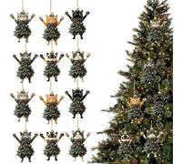 Divertente ornamento natalizio a forma di gatto bianco e nero, decorazioni in acrilico 2D a forma di gatto nero per albero di Natale, fiori in acrilico, decorazioni per albero di Natale C-hristmas per
