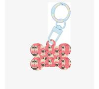Divertente ornamento per cani in acrilico con stampa di cucciolo di carlino del fumetto, piastrine per cani personalizzate per animali domestici, portachiavi a forma di osso