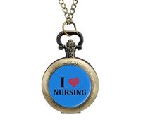 Divertente orologio da taschino vintage con scritta "I Love Nursing", in lega, idea regalo per uomini e donne, stile rame, misura unica