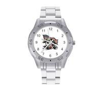 Divertente orologio da uomo con bandiera dei pirati americani, in acciaio inox, analogico, al quarzo, per affari, Stile:, regular, Bracciale