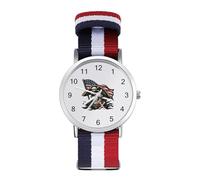 Divertente orologio sportivo con bandiera dei pirati americani, per uomo e donna, cinturino in nylon, orologio analogico al quarzo, Stile:, regular, Cinturino