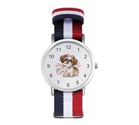 Divertente orologio sportivo Shih Tzu mamma per uomo donna cinturino in nylon orologio da polso analogico al quarzo, Stile:, regular, Cinturino