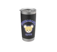 Divertente orsacchiotto blu beige cartone animato insopportabilmente carino Bicchiere termico in acciaio inox doppia parete