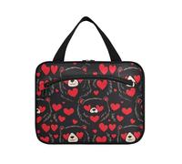 Divertente orso animale San Valentino rosso nero appeso borse per le donne che viaggiano con gancio, borse cosmetiche pieghevoli di design per le donne campeggio bolsos para Hombre L