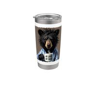 Divertente orso che indossa pigiama amante del caffè sarcasmo umorismo arte Bicchiere termico in acciaio inox doppia parete
